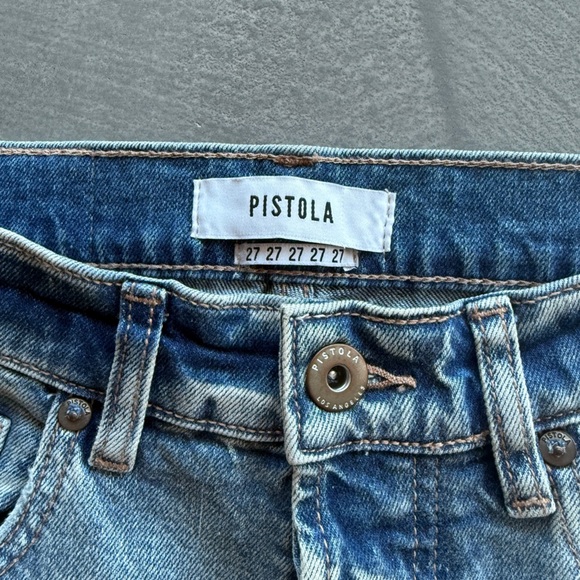 Pistola Light Wash Distressed Raw Edge Jeans - Picture 4 of 7